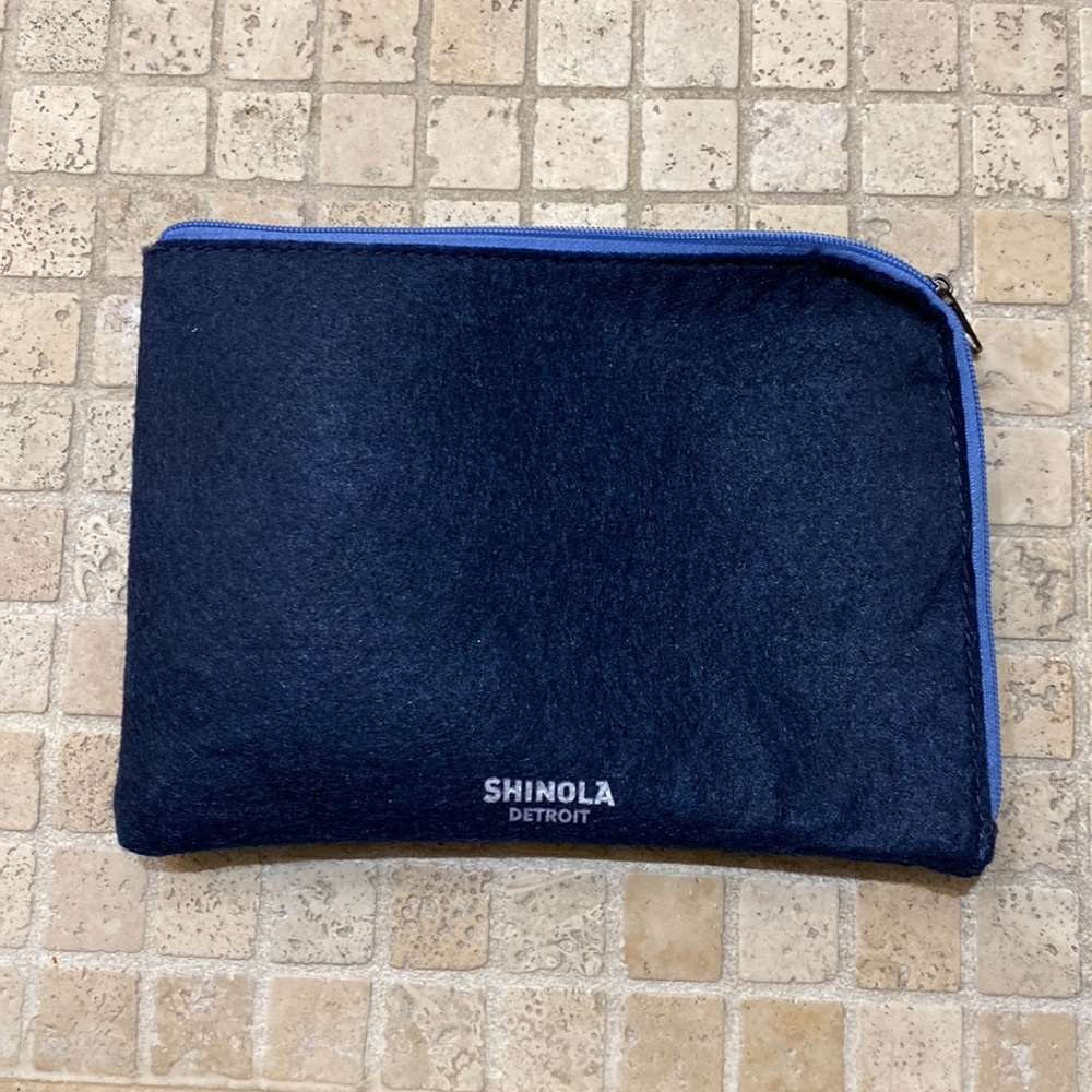 Shinola Detroit Blue Wool Make-up Travel Bag